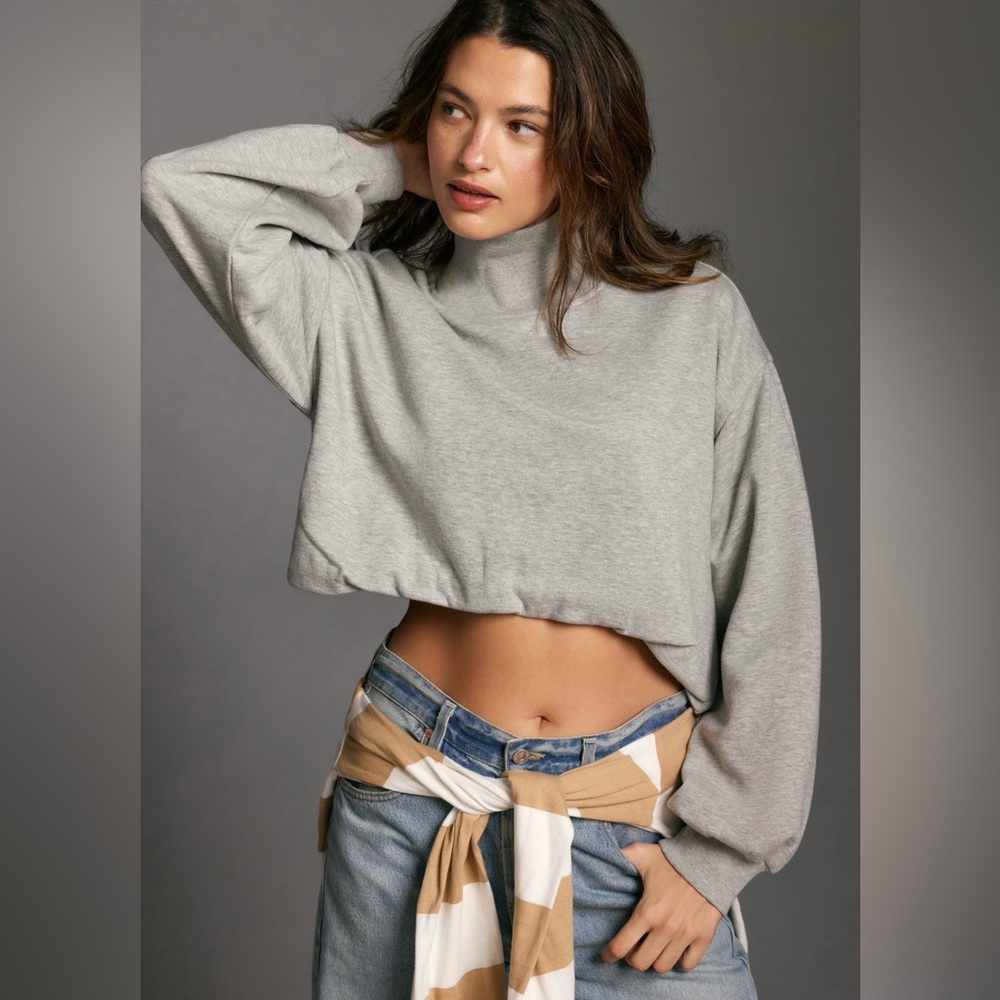 Anthropologie “Pilcro” Funnel-Neck Bubble-Hem Pullover.